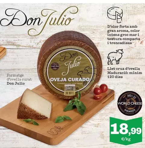 Oferta de Don Julio - Queso De Oveja Curado por 18,99€ en Sorli