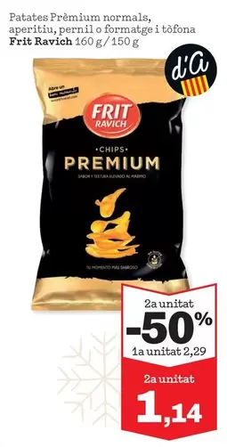 Oferta de Frit Ravich - Patates Premium Normals, Aperitiu, Pernil O Formatge I Tofona por 2,29€ en Sorli