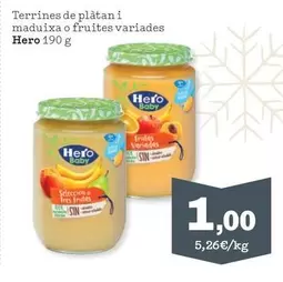 Oferta de Hero - Terrines De Platan I Maduixa O Fruites Variades por 1€ en Sorli