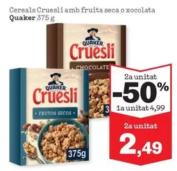 Oferta de Quaker - Cereals Cruesli Amb Fruita Seca O Xocolata por 4,99€ en Sorli