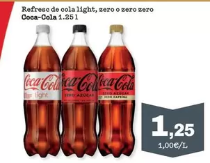 Oferta de Coca-Cola - Refresc De Cola Light, Zero O Zero Zero por 1,25€ en Sorli