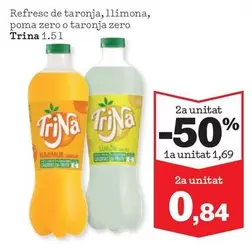 Oferta de Trina - Refresc De Taronja, Llimona, Poma Zero O Taronja Zero por 1,69€ en Sorli