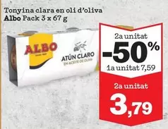 Oferta de Albo - Tonyina clara en oli d'oliva por 7,59€ en Sorli