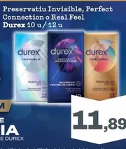 Oferta de Durex - Preservatiu Invisible, Perfect Connection O Real Feel por 11,89€ en Sorli