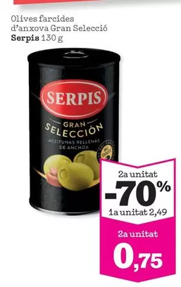 Oferta de Serpis - Olives Farcides D'anxova Gran Seleccio por 2,49€ en Sorli