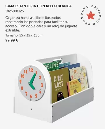 Oferta de Caja Estanteria Con Reloj Blanca por 99,99€ en EurekaKids