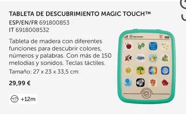 Oferta de Magic - Tableta De Descubrimiento  Touchtm por 29,99€ en EurekaKids