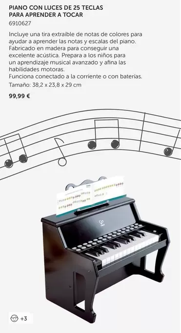 Oferta de Piano Con Luces De 25 Teclas Para Aprender A Tocar por 99,99€ en EurekaKids