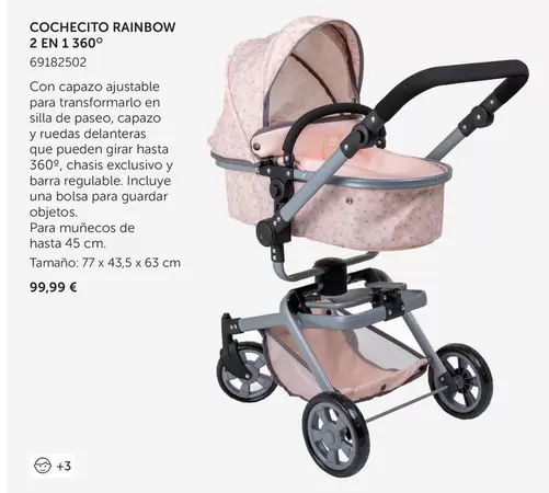 Oferta de Cochecito Rainbow 2 En 1 360 por 99,99€ en EurekaKids