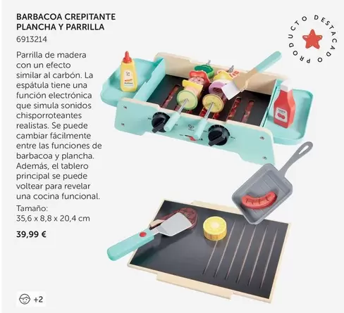 Oferta de Barbacoa Crepitante Plancha Y Parrilla por 39,99€ en EurekaKids