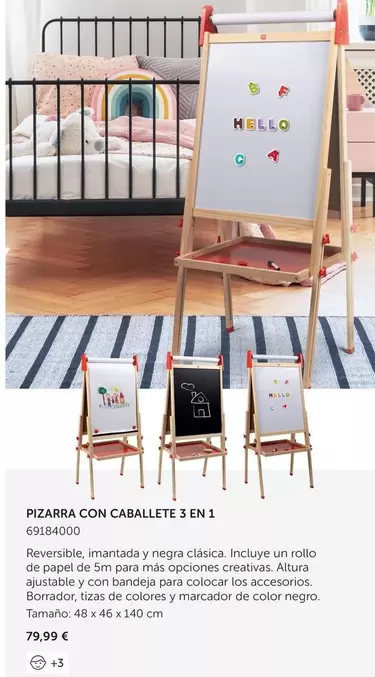 Oferta de 3 en 1 - Pizarra Con Caballete 3 En 1 por 79,99€ en EurekaKids