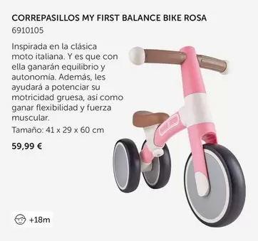 Oferta de My - Correpasillos My First Balance Bike Rosa por 59,99€ en EurekaKids