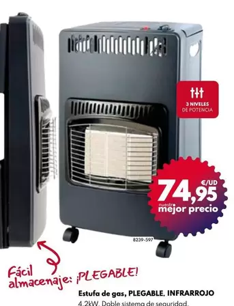 Oferta de Estufa De Gas, Plegable. Infrarrojo por 74,95€ en BricoCentro