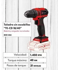 Oferta de Einhell - Taladro Sin Escobillas "TE-CD 18/40"  por 59,95€ en BricoCentro