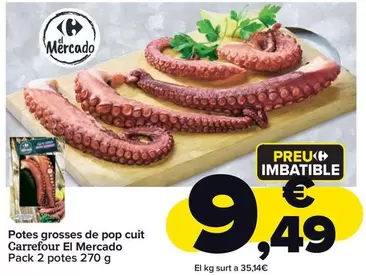 Oferta de Carrefour - Patas Grandes De Pulpo Cocido por 9,49€ en Carrefour Market