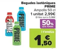 Oferta de Prime - Bebidas isotónicas por 2,99€ en Carrefour Market