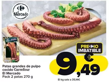 Oferta de Carrefour - Patas Grandes De Pulpo Cocido por 9,49€ en Carrefour Market