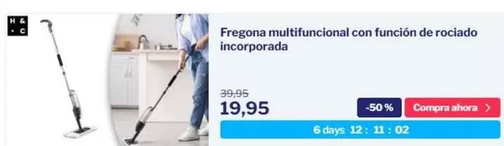 Oferta de Fregona Multifuncional Con Función De Rociado Incorporada por 19,95€ en Outspot