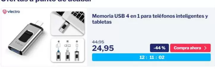 Oferta de Memoria Usb 4 En 1 por 24,95€ en Outspot