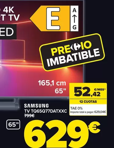 Oferta de Samsung - Tv Tq65q77datxxc por 629€ en Carrefour