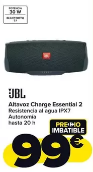 Oferta de Jbl - Altavoz Charge Essential 2 por 99€ en Carrefour