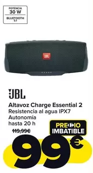 Oferta de Jbl - Altavoz Charge Essential 2 por 99€ en Carrefour