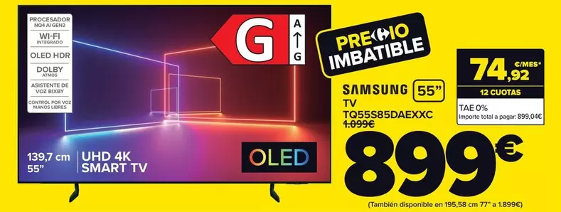 Oferta de Samsung - Tv Tq55s85daexxc por 899€ en Carrefour