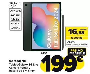 Oferta de Samsung - Tablet Galaxy S6 Lite por 199€ en Carrefour