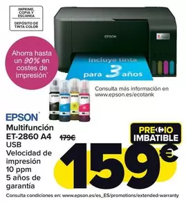 Oferta de Epson - Multifunción Et-2860 A4 por 159€ en Carrefour