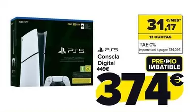 Oferta de Ps5 - Consola Digital por 374€ en Carrefour