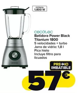 Oferta de Cecotec - Batidora Power Black Titanium 1800 por 57€ en Carrefour