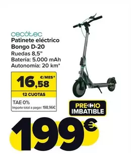 Oferta de Cecotec - Patinete Eléctrico Bongo D-20 por 199€ en Carrefour