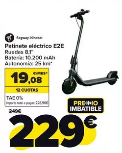 Oferta de Segway Ninebot - Patinete Eléctrico E2E por 229€ en Carrefour