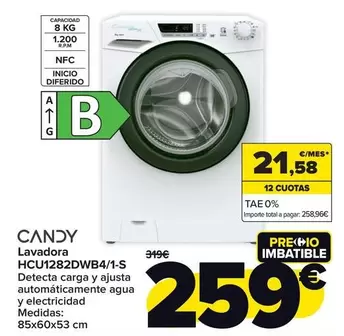 Oferta de Candy - Lavadora  Hcu1282dwb41-S por 259€ en Carrefour