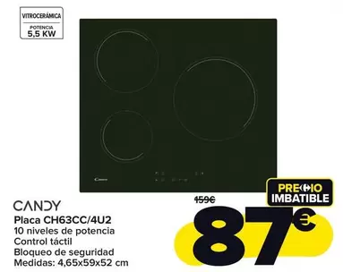 Oferta de Candy - Placa Ch63cc4u2 por 87€ en Carrefour