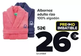 Oferta de Albornoz Adulto Rizo por 26€ en Carrefour