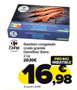 Oferta de Carrefour - Gambon Congelado Crudo Grande Extra por 16,98€ en Carrefour