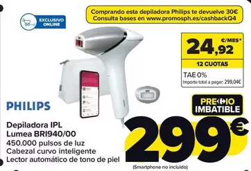 Oferta de Philips - Depiladora Ipl Lumea BRI940/00 por 299€ en Carrefour