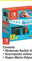 Oferta de Nintendo Switch - Consola +  Sports + Susriccion Online 12 Meses + Super Mario Odyssey por 269€ en Carrefour