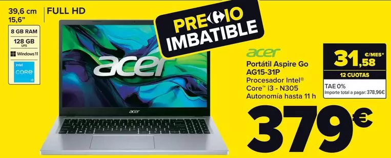 Oferta de Acer ​- Portátil Aspire Go Ag15-31p por 379€ en Carrefour