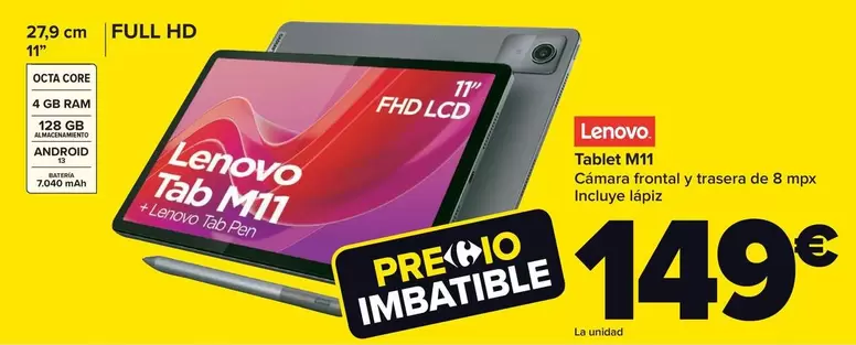 Oferta de Lenovo - Tablet M11 por 149€ en Carrefour