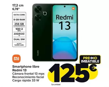 Oferta de Xiaomi - Smartphone Libre Redmi 13 por 125€ en Carrefour