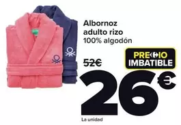 Oferta de Albornoz Adulto Rizo por 26€ en Carrefour