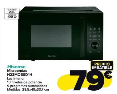 Oferta de Hisense - Microondas H23mobsd1h por 79€ en Carrefour