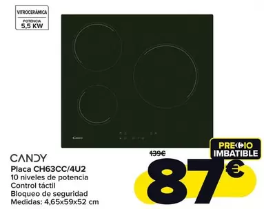 Oferta de Candy - Placa Ch63cc4u2 por 87€ en Carrefour