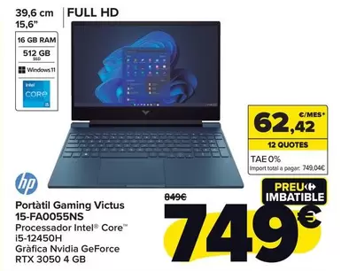 Oferta de HP - Portátil Gaming Victus  15-Fa0055ns por 749€ en Carrefour