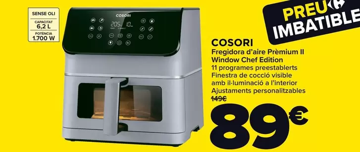 Oferta de Cosori - Freidora De Aire Premium II Window Chef Edition por 89€ en Carrefour