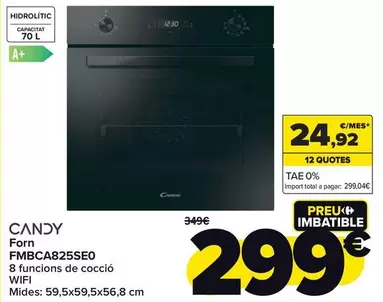 Oferta de Candy - Horno Fmbca825se0 por 299€ en Carrefour