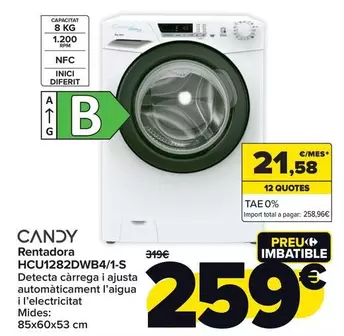 Oferta de Candy - Lavadora  Hcu1282dwb41-S por 259€ en Carrefour