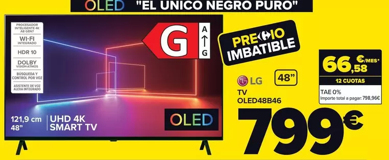 Oferta de LG - Tv Oled48b46 por 799€ en Carrefour